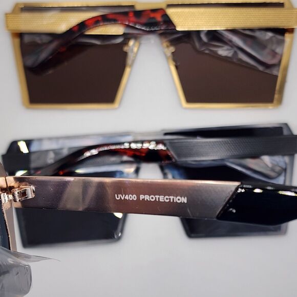 Sunglasses Oversized Large Flat Square Mirror Lens Set Of 3 Flat Top Aviator - Picture 4 of 14